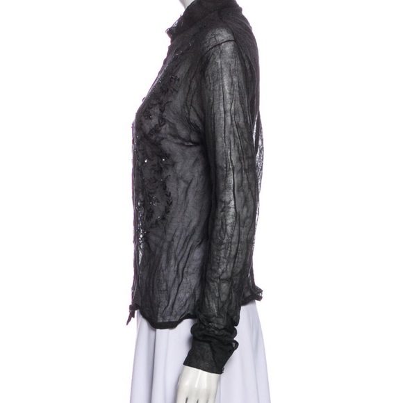 SOLD GUCCI Sheer Black Embellished Knit Cardigan - Picture 3 of 4